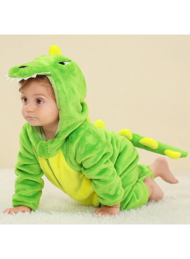 Kids Dino Onesie Party Costume, Kids Animal coverall, Costume Kids Pajamas，High quality flannel, soft and comfortable, with elastic mouth design to prevent air leakage(Green) - Image 2