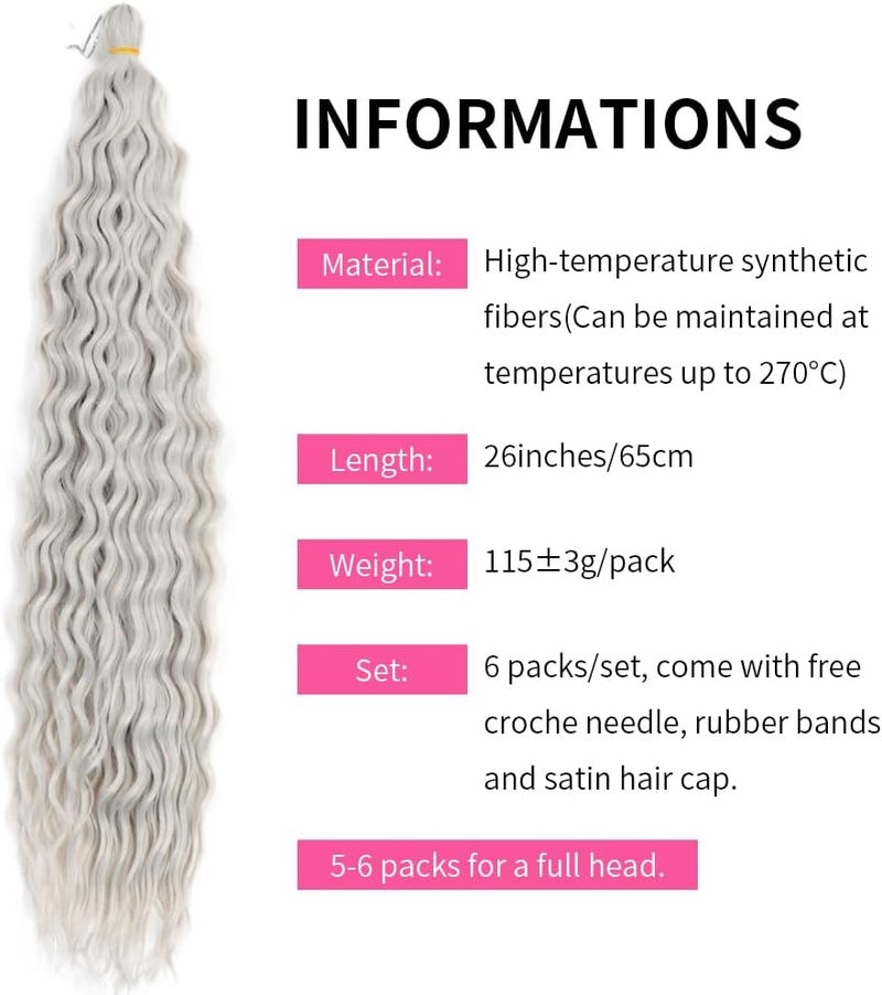 DSOAR Deep Twist Crochet Hair Hair Bundles Water Wave Synthetic Hair Extension Curly Braiding Ombre Curl Braiding Hairpiece, 26 Inch 3 Packs - Image 5