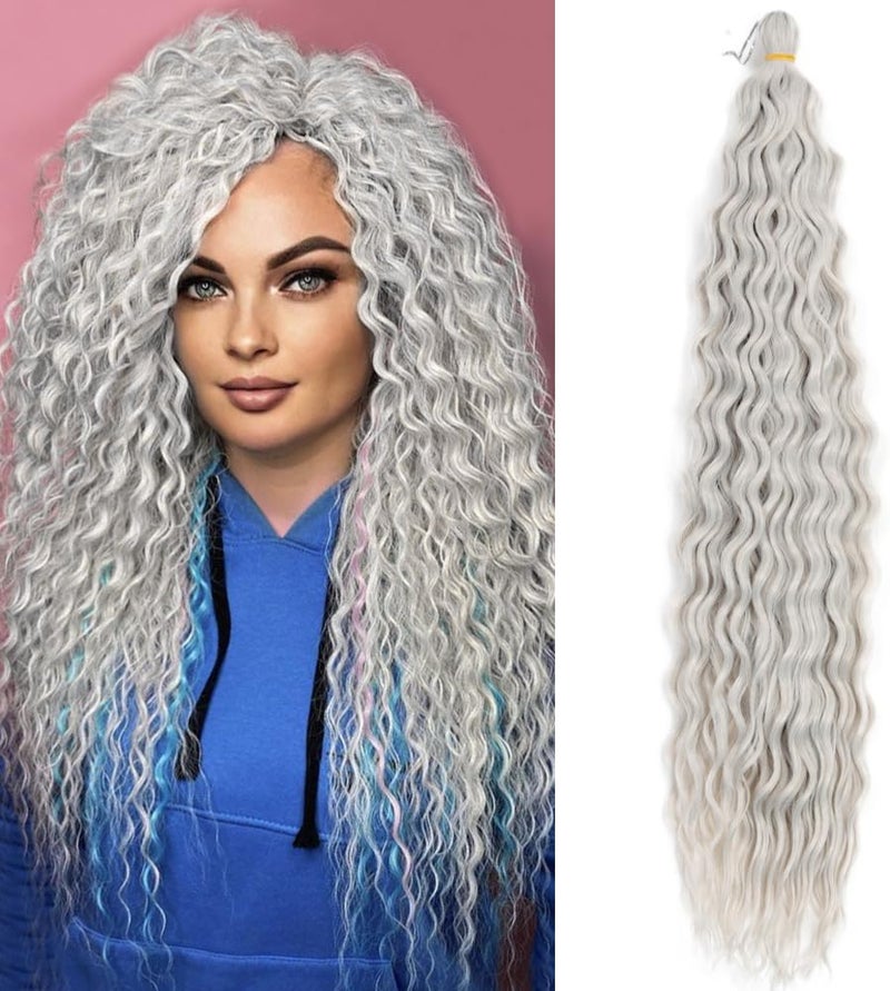 DSOAR Deep Twist Crochet Hair Hair Bundles Water Wave Synthetic Hair Extension Curly Braiding Ombre Curl Braiding Hairpiece, 26 Inch 3 Packs - Image 1
