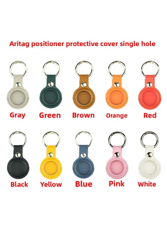 Generic - Suitable For Apple Airtag Tracker Anti-Lost Device Locator Leather Protective Case Airtags Protective Case-Color:White-Applicable Model:Double Hole Airtag Case - Image 1