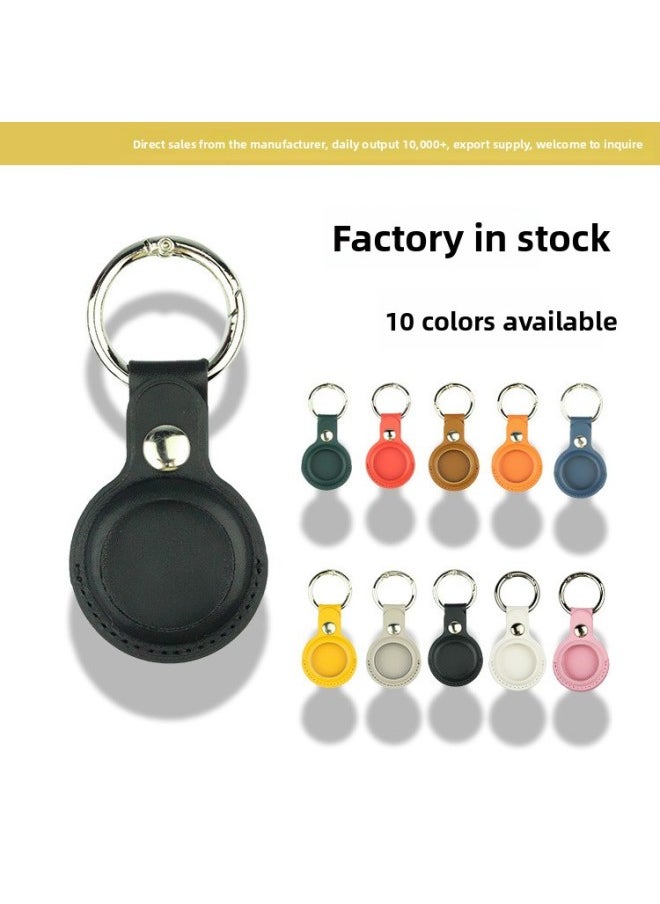 Generic - Suitable For Apple Airtag Tracker Anti-Lost Device Locator Leather Protective Case Airtags Protective Case-Color:White-Applicable Model:Double Hole Airtag Case - Image 1