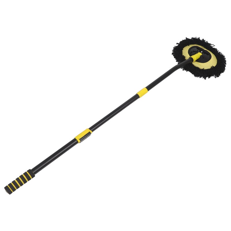 Curved Car Wash Mop With Telescopic Handle - Extendable Chenille Car Brush For Exterior Detailing - Pole Cleaning Tool For Rvs Trucks Boats - Image 1