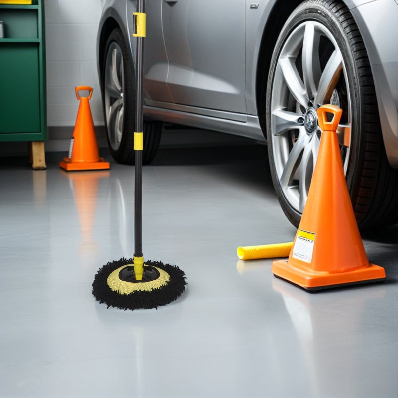 Curved Car Wash Mop With Telescopic Handle - Extendable Chenille Car Brush For Exterior Detailing - Pole Cleaning Tool For Rvs Trucks Boats - Image 2