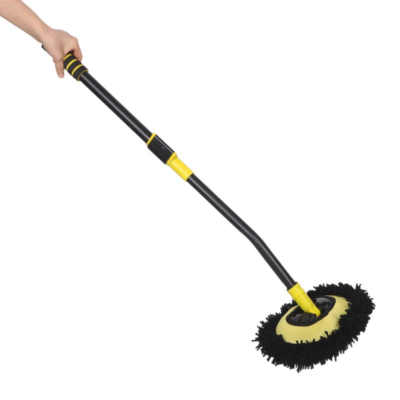Curved Car Wash Mop With Telescopic Handle - Extendable Chenille Car Brush For Exterior Detailing - Pole Cleaning Tool For Rvs Trucks Boats - Image 4