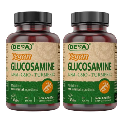 Deva Vegan GlucosamineMSMCMO Turmeric Supplement Gluten Free Plant Based Nutritional Supplement 90 Tablets Pack of 2