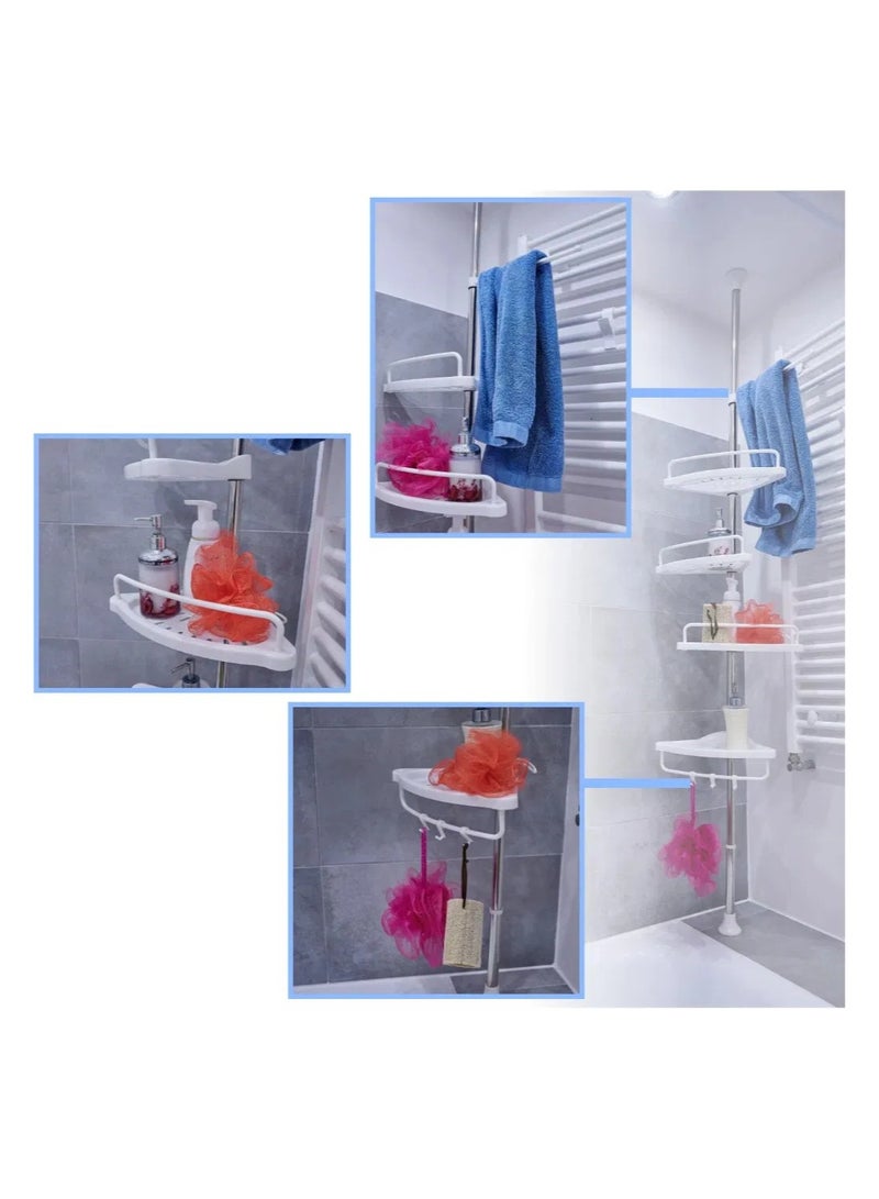 ريبنيو رف زاوية للحمام من 4 طبقات KX4322 مع حامل المناشف رف يُعلق على الحائط رف تخزين المرحاض - Image 3
