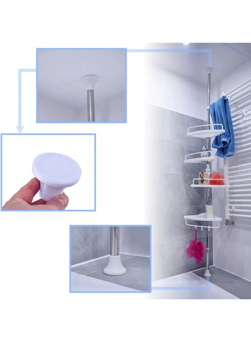 ريبنيو رف زاوية للحمام من 4 طبقات KX4322 مع حامل المناشف رف يُعلق على الحائط رف تخزين المرحاض - Image 4