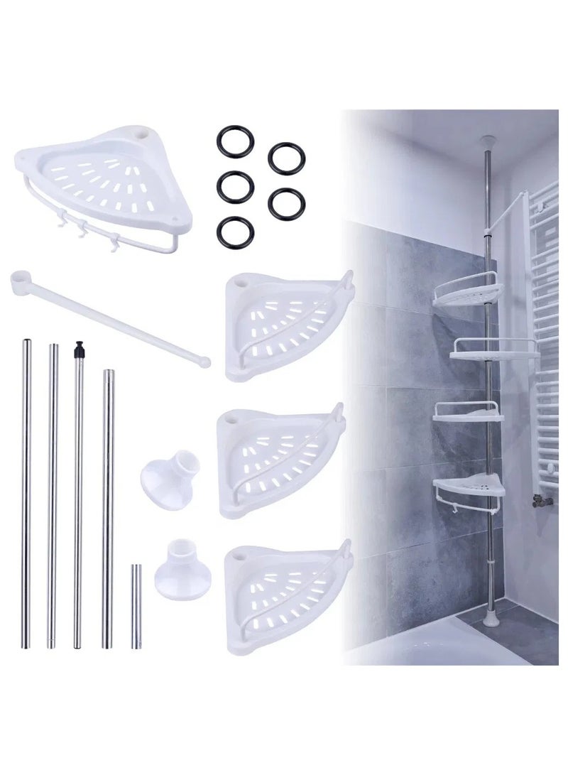 ريبنيو رف زاوية للحمام من 4 طبقات KX4322 مع حامل المناشف رف يُعلق على الحائط رف تخزين المرحاض - Image 5