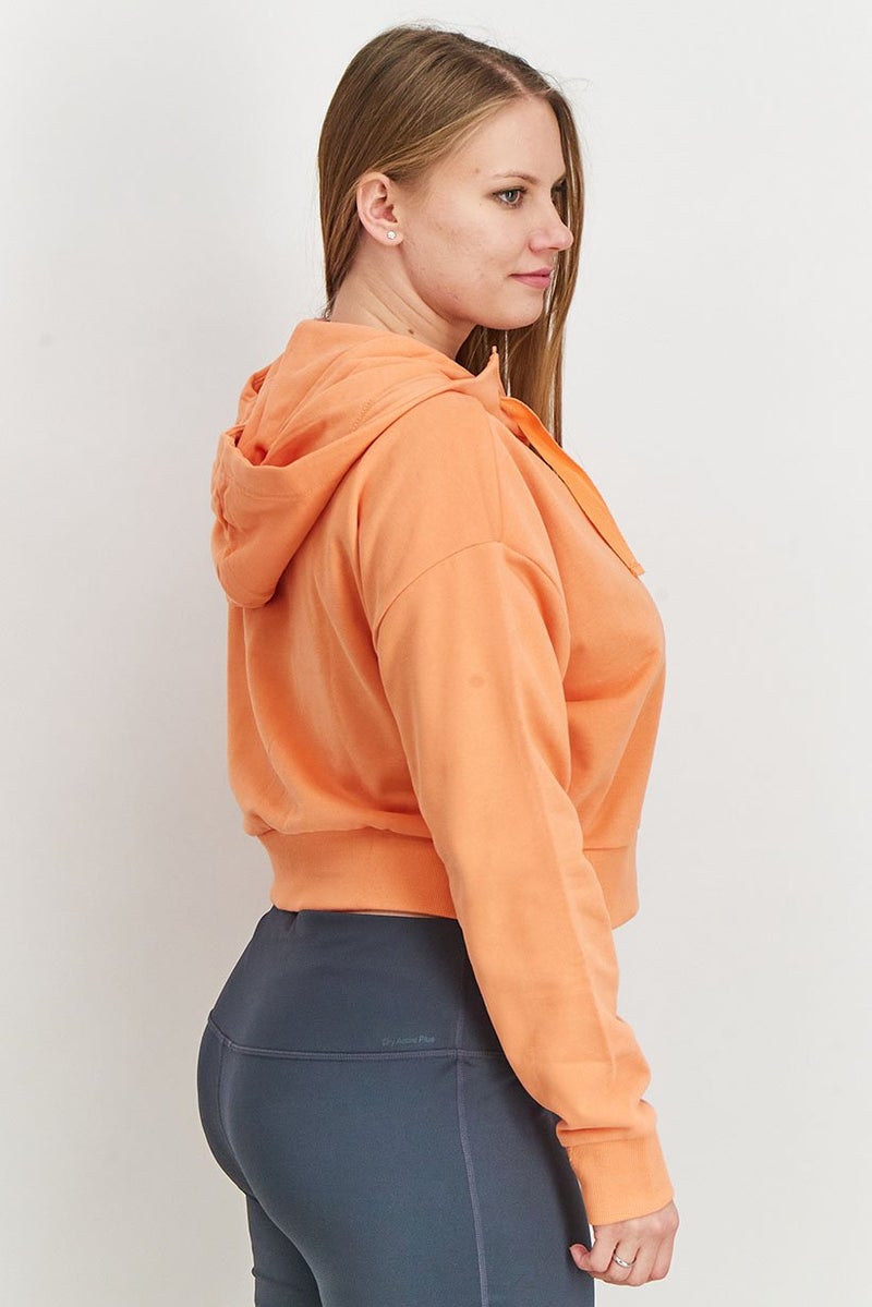 Tchibo Women Sportswear Fit Plain Sports Hoodie, Orange  - Image 3