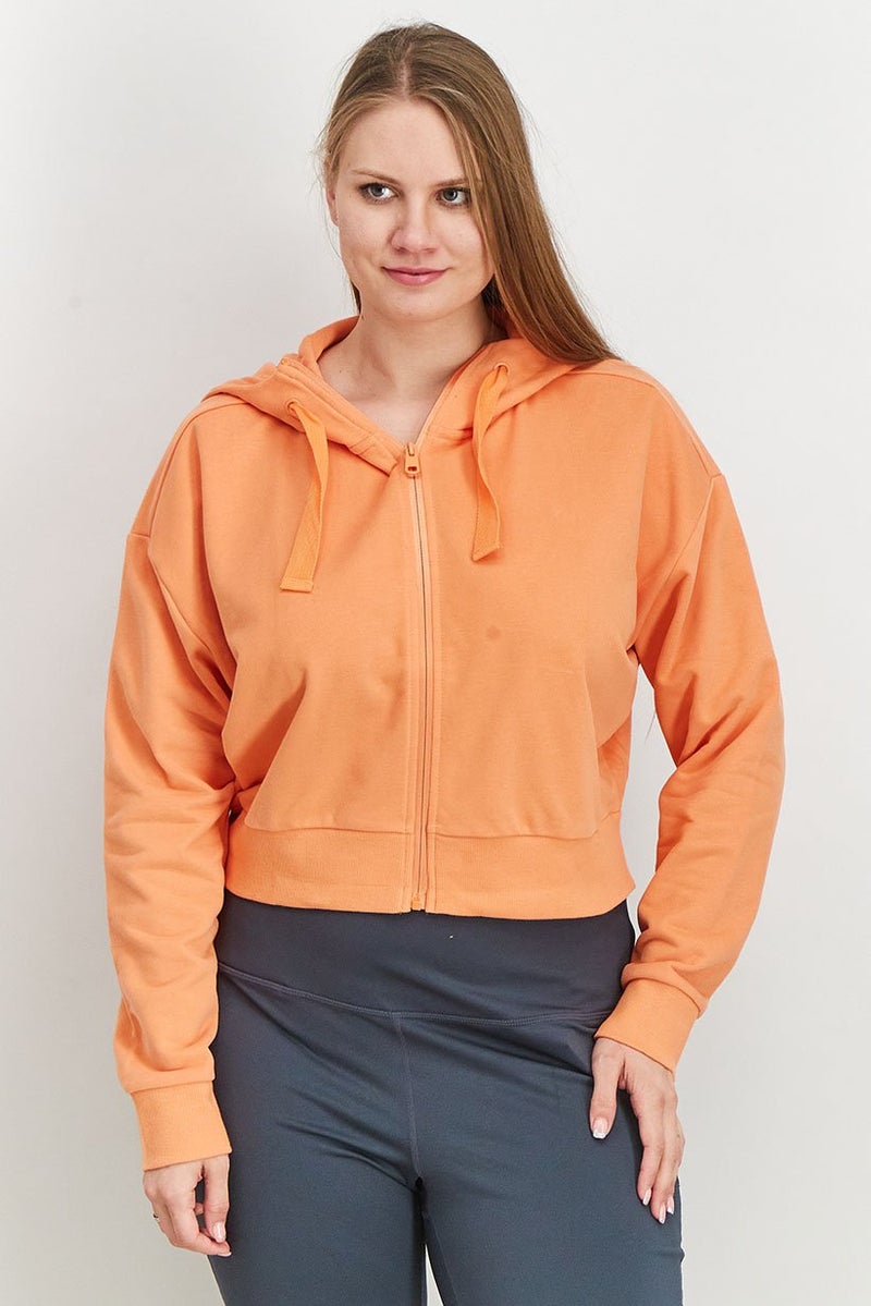 Tchibo Women Sportswear Fit Plain Sports Hoodie, Orange  - Image 1