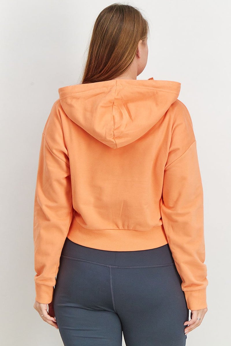 Tchibo Women Sportswear Fit Plain Sports Hoodie, Orange  - Image 4