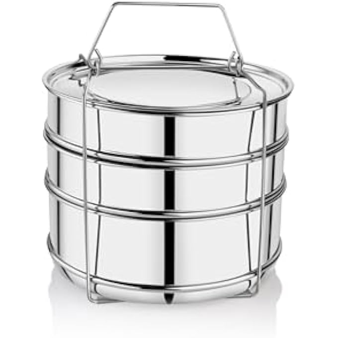Embassy Ss Cooker Separator H65 Suitable For Hawkins Classic InnerLid Pressure Cooker 65 Litres Model No Cl65 3 Containers With Lifter Stainless Steel - Image 1