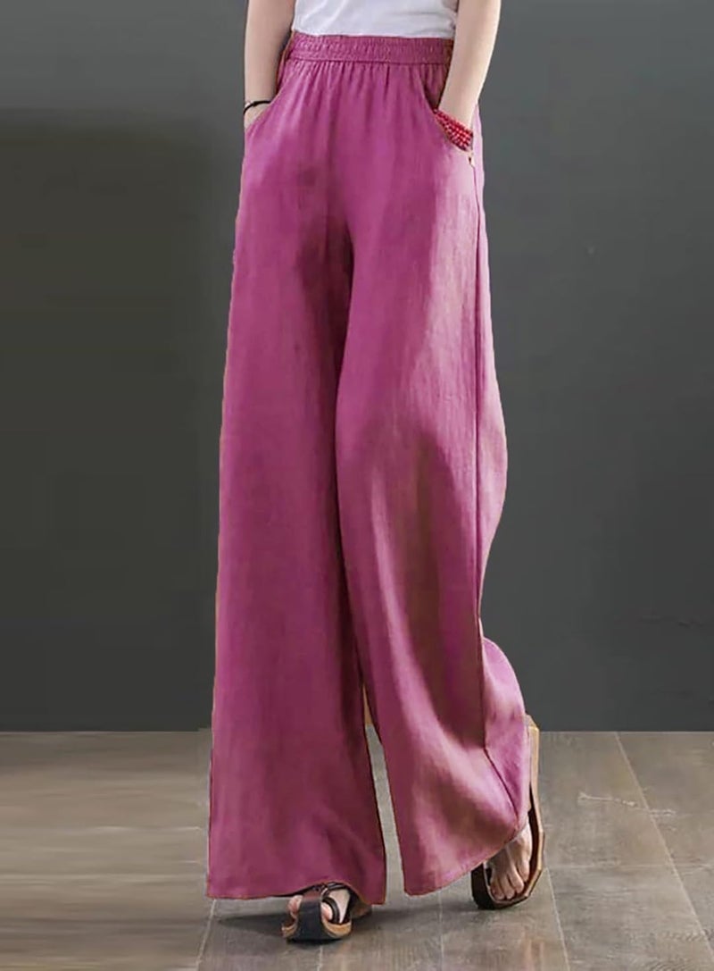 KOTTY Women's Crumble Fabric Wide Leg Trousers(Pink,30)_KOTTYWOMENSPANT743L - Image 3