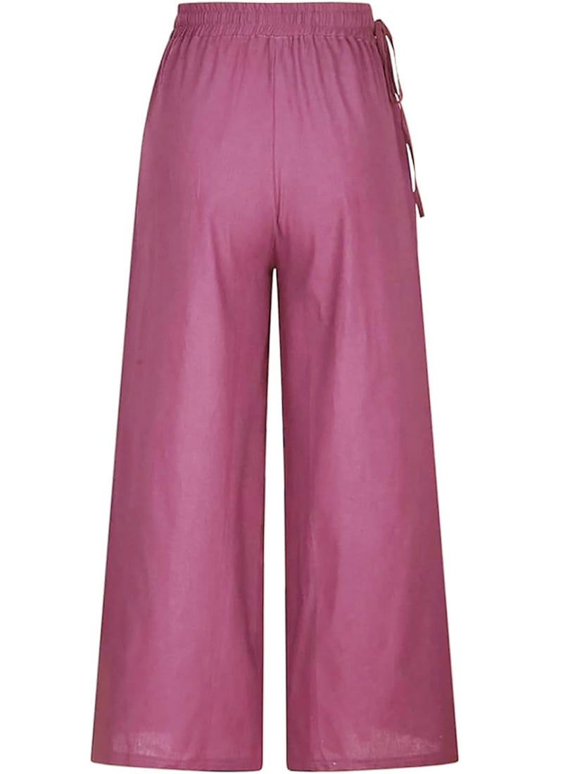 KOTTY Women's Crumble Fabric Wide Leg Trousers(Pink,30)_KOTTYWOMENSPANT743L - Image 5