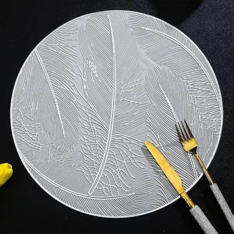 بي في سي مفرش طاولة من مادة PVC مقاوم للحرارة، متعدد الأشكال، قواعد أكواب، مفارش طاولة طعام لتزيين المنزل (الشكل 6، فضي)