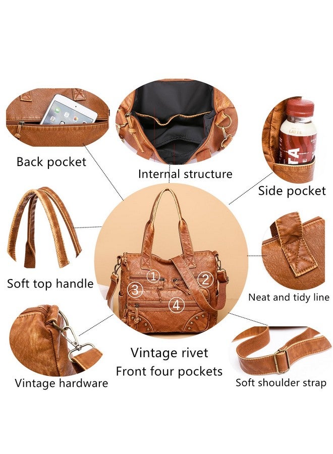 PHEVOS Hobo Handbag and Purses for Women,Multi Pocket Top Handle Satchel Purse Tote Shoulder Bags Faux Leather for Ladies - Image 4