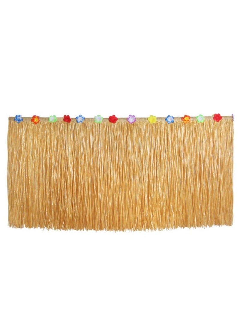 2PCS Hawaiian Luau Table Grass Skirt Hibiscus String Colorful Flowers 9 Feet X 29 Inches for Hula Party Decoration Birthdays  - Image 3