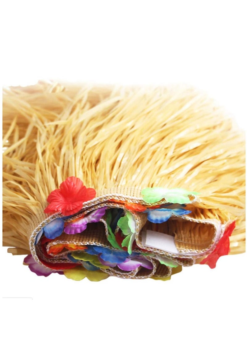 2PCS Hawaiian Luau Table Grass Skirt Hibiscus String Colorful Flowers 9 Feet X 29 Inches for Hula Party Decoration Birthdays