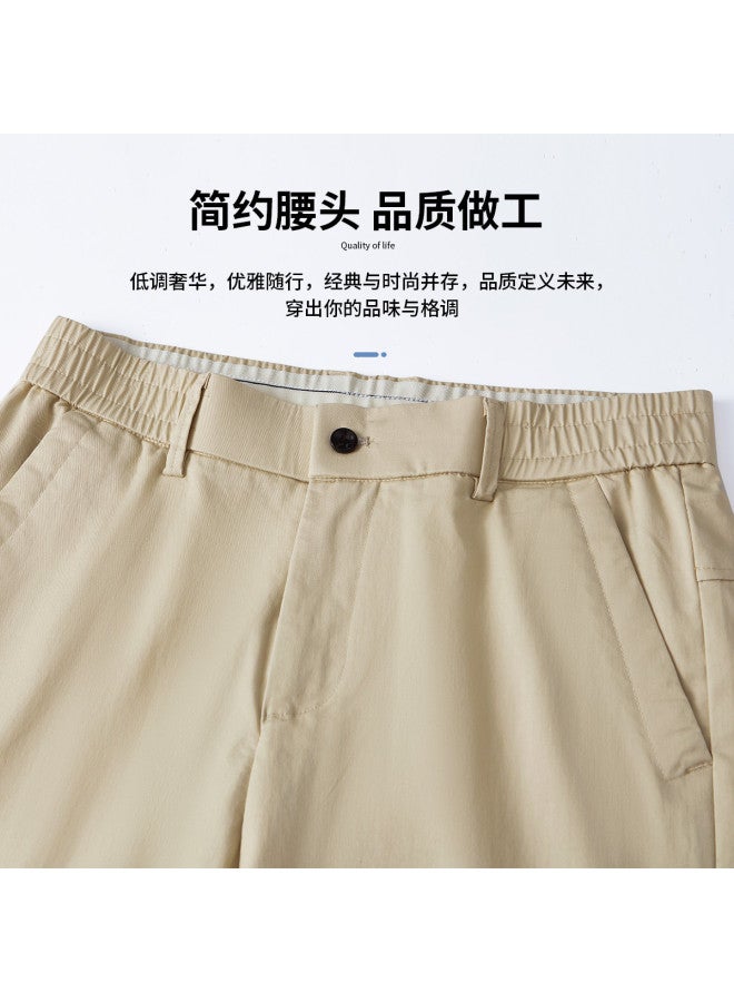 FOLUNSI summer Lightweight Business Solid Color Commuter Elastic Waist Straight Leg Stretch Men's Ankle Pants - Image 3