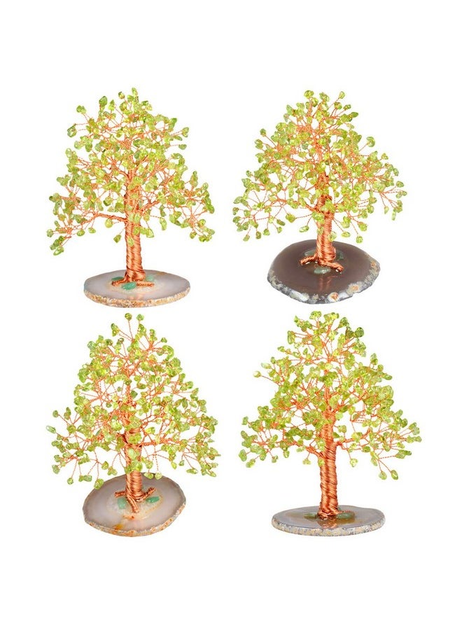 mookaitedecor mookaitedecor Natural Peridot Crystal Tree with Agate Slice Geode Base Money Tree Desk Home Decoration for Wealth and Luck 5"-6"  - Image 4