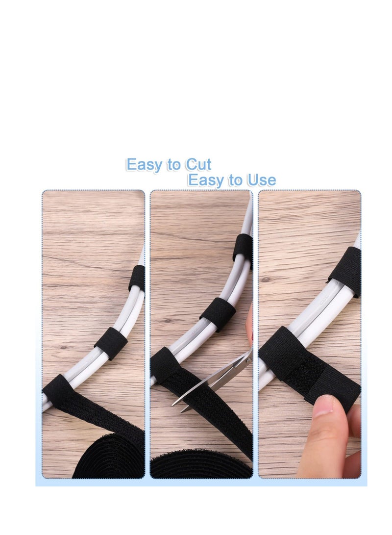 Captaintech Velcro Cable Ties, 10m Adjustable Velcro Cable Straps Heavy Duty with 50 Buckles, 2 Pcs Free Cut Self Hook and Loop Securing Strap for Cable Tidy, Wire Management, Cord Organiser - Image 5