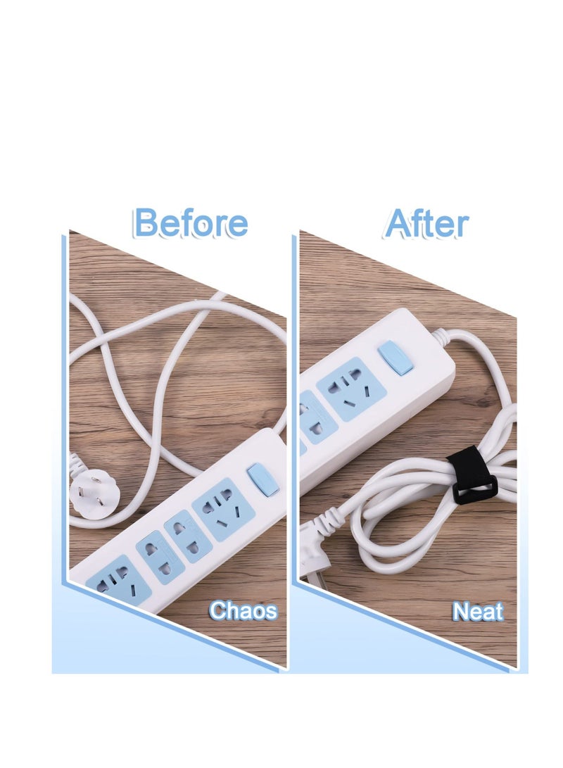 Captaintech Velcro Cable Ties, 10m Adjustable Velcro Cable Straps Heavy Duty with 50 Buckles, 2 Pcs Free Cut Self Hook and Loop Securing Strap for Cable Tidy, Wire Management, Cord Organiser - Image 2