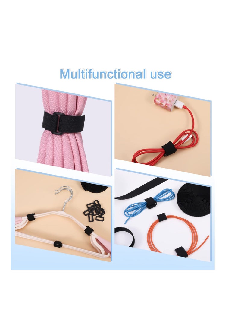 Captaintech Velcro Cable Ties, 10m Adjustable Velcro Cable Straps Heavy Duty with 50 Buckles, 2 Pcs Free Cut Self Hook and Loop Securing Strap for Cable Tidy, Wire Management, Cord Organiser - Image 3