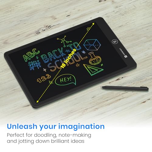 Portronics RuffPad 16 Lite, 16-Inch Multicolour LCD Writing Pad with Pressure-Sensitive Screen, One-Tap Erase, Screen Lock, Stylus Pen, Reusable Digital Notepad, Ideal for Kids, Office & Gifting - Image 3
