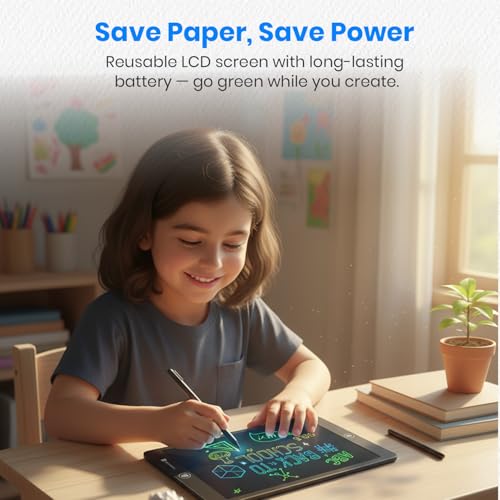 Portronics RuffPad 16 Lite, 16-Inch Multicolour LCD Writing Pad with Pressure-Sensitive Screen, One-Tap Erase, Screen Lock, Stylus Pen, Reusable Digital Notepad, Ideal for Kids, Office & Gifting - Image 2