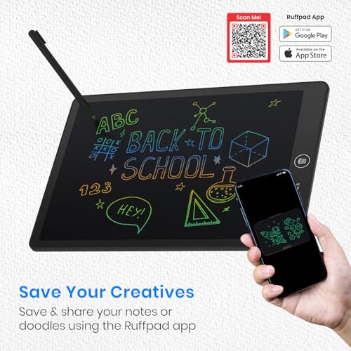 Portronics RuffPad 16 Lite, 16-Inch Multicolour LCD Writing Pad with Pressure-Sensitive Screen, One-Tap Erase, Screen Lock, Stylus Pen, Reusable Digital Notepad, Ideal for Kids, Office & Gifting - Image 4