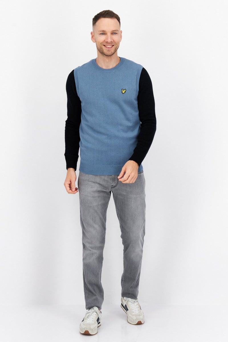 Lyle & Scott سترة بدون أكمام للرجال بشعار العلامة التجارية، أزرق فولاذي - Image 4