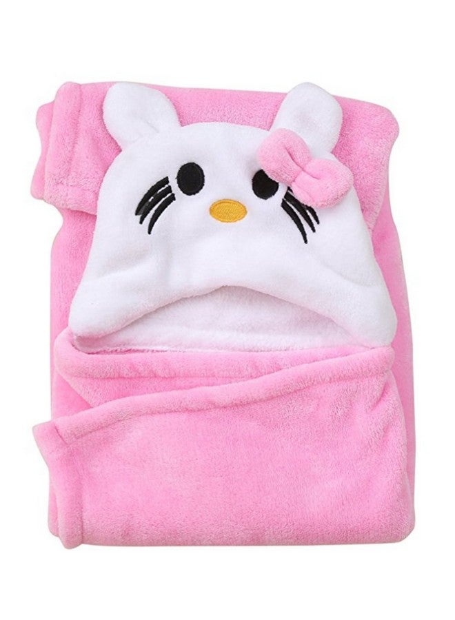 Brandonn Newborn Combo Of Furry Glacier Hooded Smily Baby Blanket And Premium Glacier Hooded Baby Wrapper(Pack Of 2, Pink N White-Blue) - Image 2