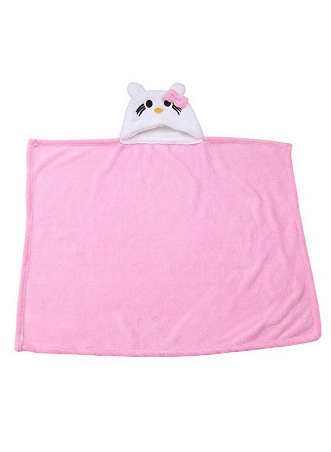 Brandonn Newborn Combo Of Furry Glacier Hooded Smily Baby Blanket And Premium Glacier Hooded Baby Wrapper(Pack Of 2, Pink N White-Blue) - Image 3