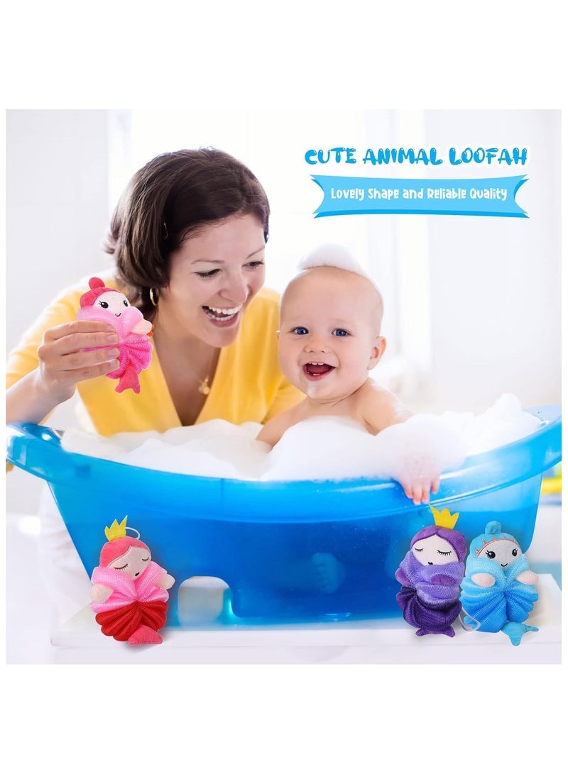 4 Pcs Mermaid Kids Loofah, for Girl Boy Body Shower, Cute Animal Bath Shower Sponges, Toddler Baby Bath Supplies - Image 5