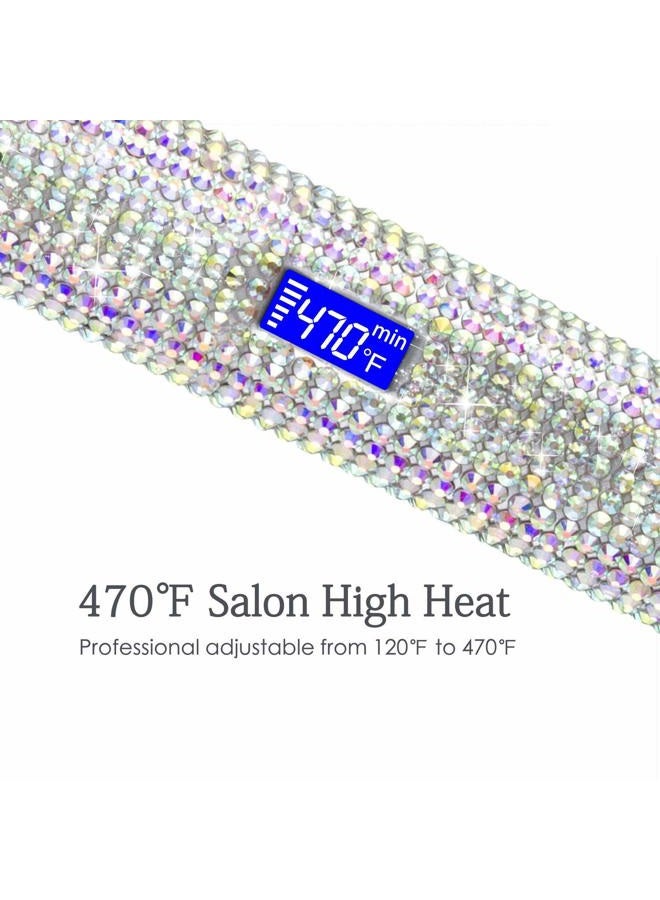 DORISILK Titanium Flat Iron for Hair, 480°F High Temp Hair Straightener Iron, Rhinestone Bling Flattening Iron, 2 in 1 Straightening Curling Professional Salon LCD Display Dual Voltage (AB Shine) - Image 3