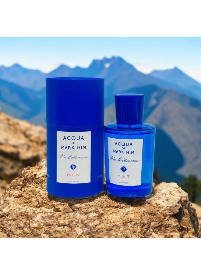 Mark Him Acqua Di Blu Mediterraneo Eau De Parfum for Men – Fresh Aquatic Long Lasting Fragrance, 100ml