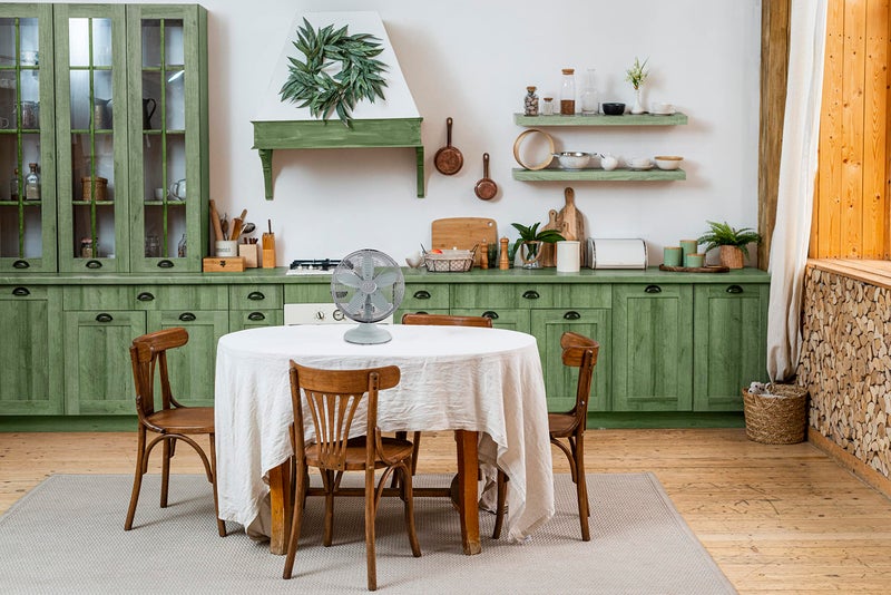 Good Housekeeping مروحة مكتب معدنية بالكامل 12" ريترو من جود هاوس كيبينغ 92604 مع دوران واسع، 3 إعدادات للسرعة ومقبض حمل، بريز ويف - Image 5