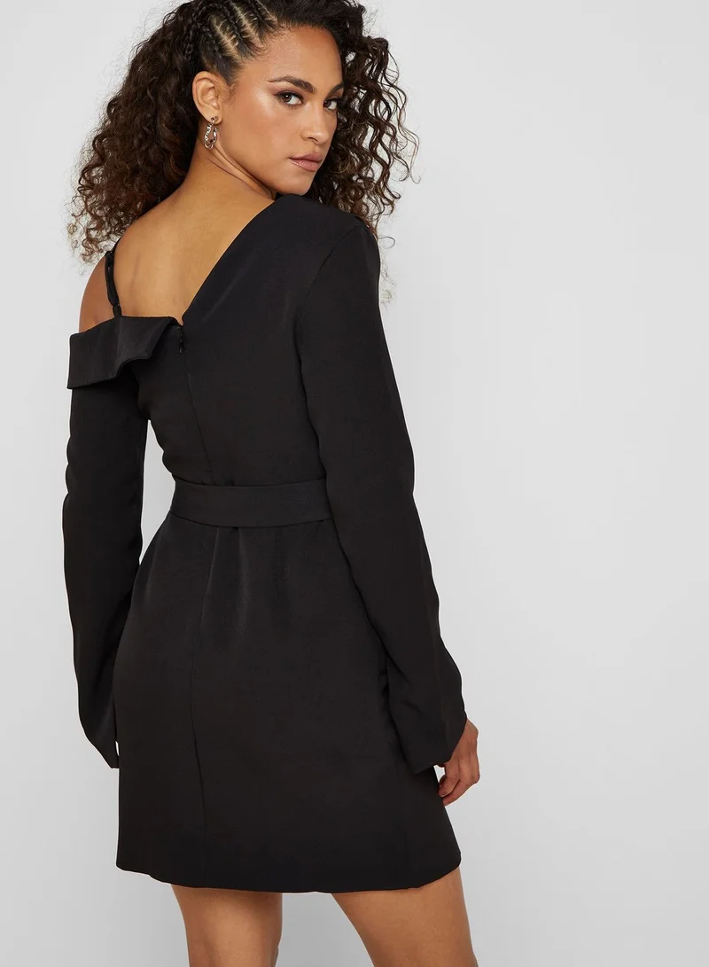 Missguided Peace and Love Belted One Shoulder Dress