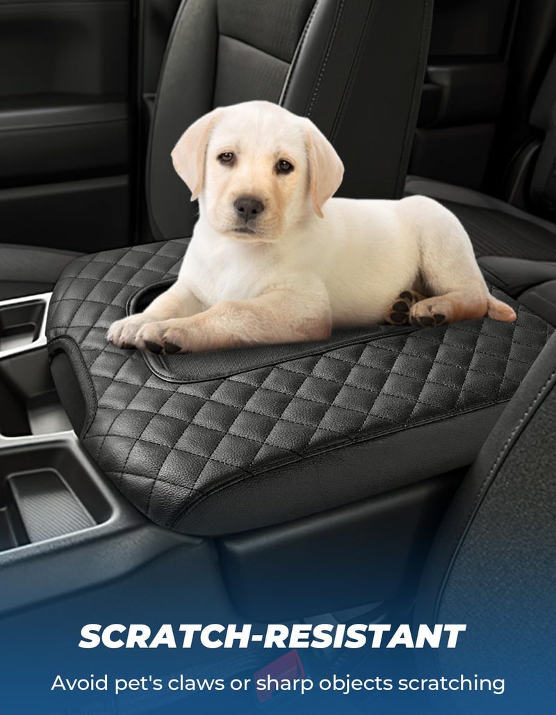 ISSYAUTO Center Console Cover Compatible with 2019-2024 Silverado Sierra Jump Seat Console Leather Armrest Cover - Image 2