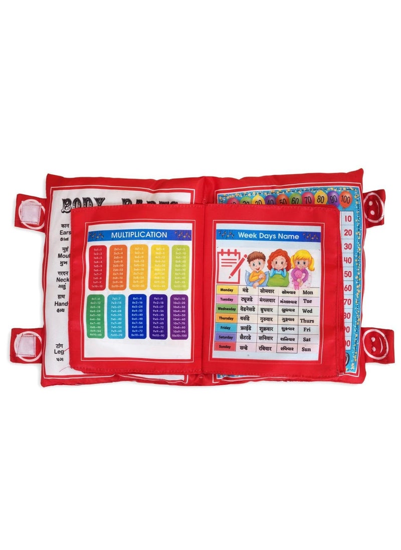 Riva_Enterprise Riva_Enterprise Learning Cushion Pillow Book English Hindi Language Developmental Book for Babies Kids and Toddlers Red  - Image 2