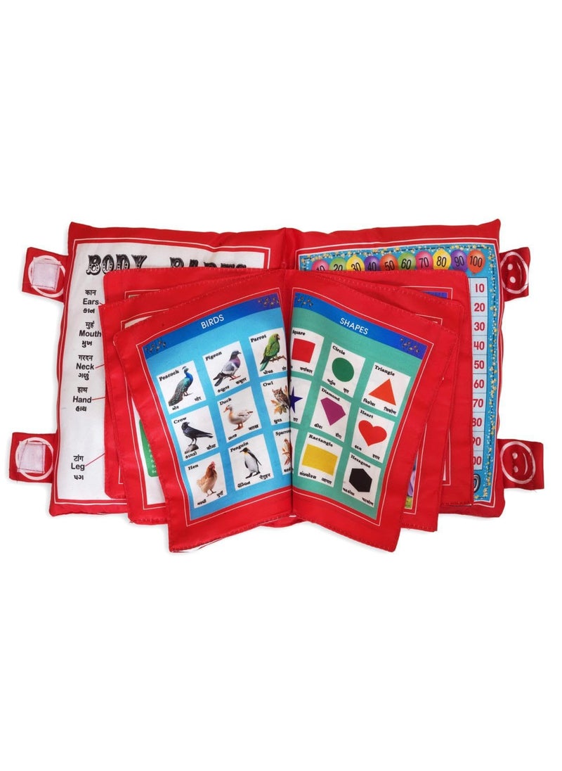 Riva_Enterprise Riva_Enterprise Learning Cushion Pillow Book English Hindi Language Developmental Book for Babies Kids and Toddlers Red  - Image 3