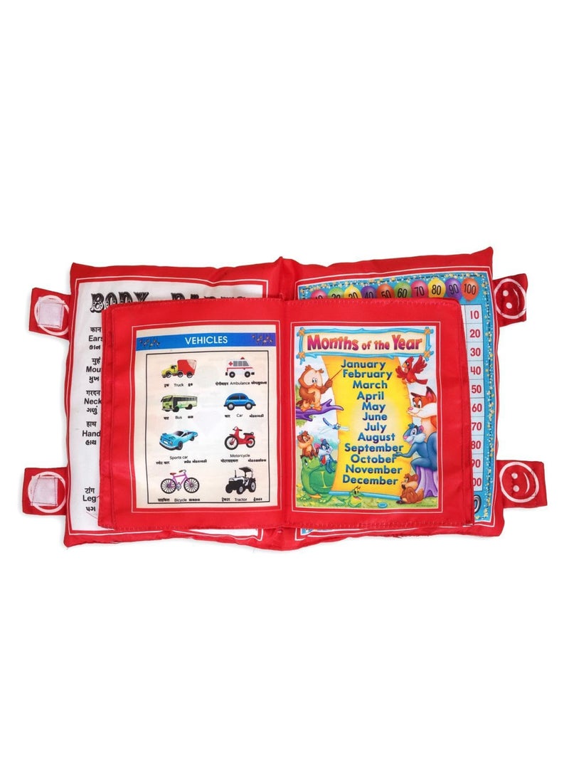 Riva_Enterprise Riva_Enterprise Learning Cushion Pillow Book English Hindi Language Developmental Book for Babies Kids and Toddlers Red  - Image 4