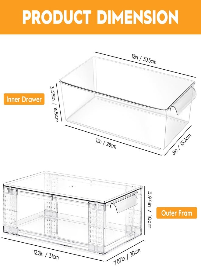 Zero Zoo 4 Pack Clear Stackable Storage Drawers, 3.95" H Easily Assemble Acrylic Organizer Bins - Multi-Use for Make up, Closet, Pantry, Bathroom, Medicine, Kitchen Cabinet & Undersink Organization - Image 3