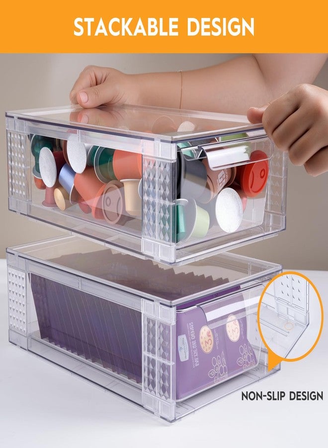 Zero Zoo 4 Pack Clear Stackable Storage Drawers, 3.95" H Easily Assemble Acrylic Organizer Bins - Multi-Use for Make up, Closet, Pantry, Bathroom, Medicine, Kitchen Cabinet & Undersink Organization - Image 2
