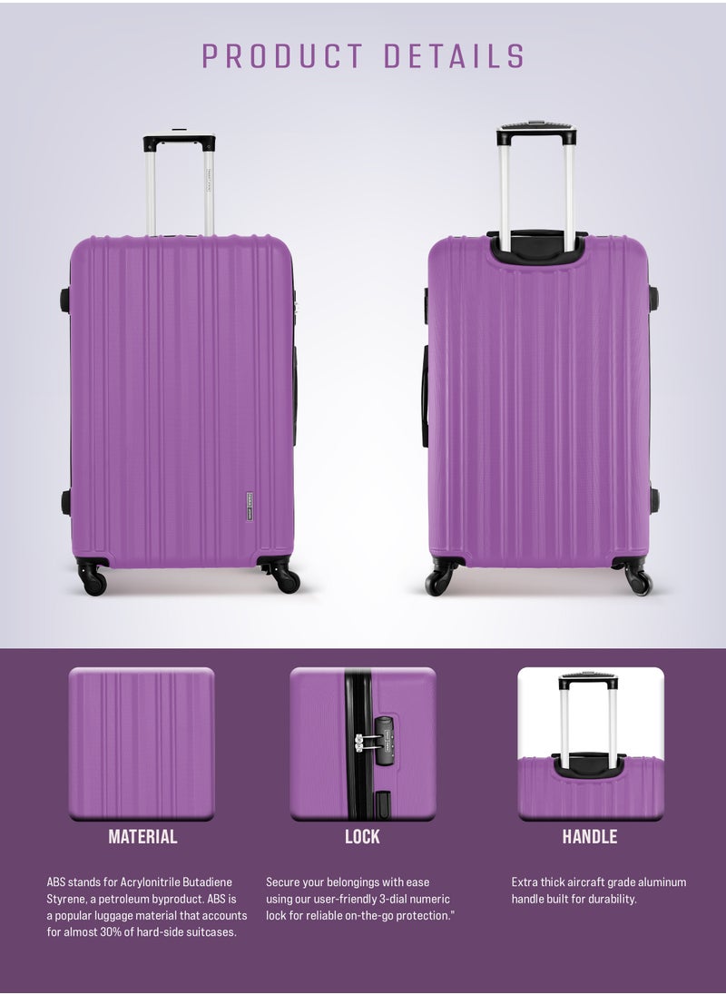 PARAJOHN PARAJOHN 3 Piece ABS Hardside Spinner Luggage Trolley Set 20/24/28 Inch Purple  - Image 3