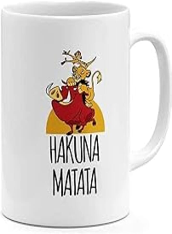 RYN PRINTED DESIGN Hakuna Matata Lion King 11Oz Coffee Mug Timon Pumba Simon 11Oz Ceramic Novelty Mug White