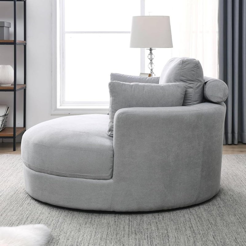 Comfynest Round Swivel Accent Sofa in Light Grey - Image 1