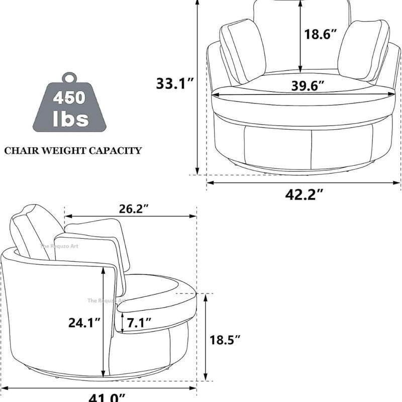 Comfynest Round Swivel Accent Sofa in Light Grey - Image 2