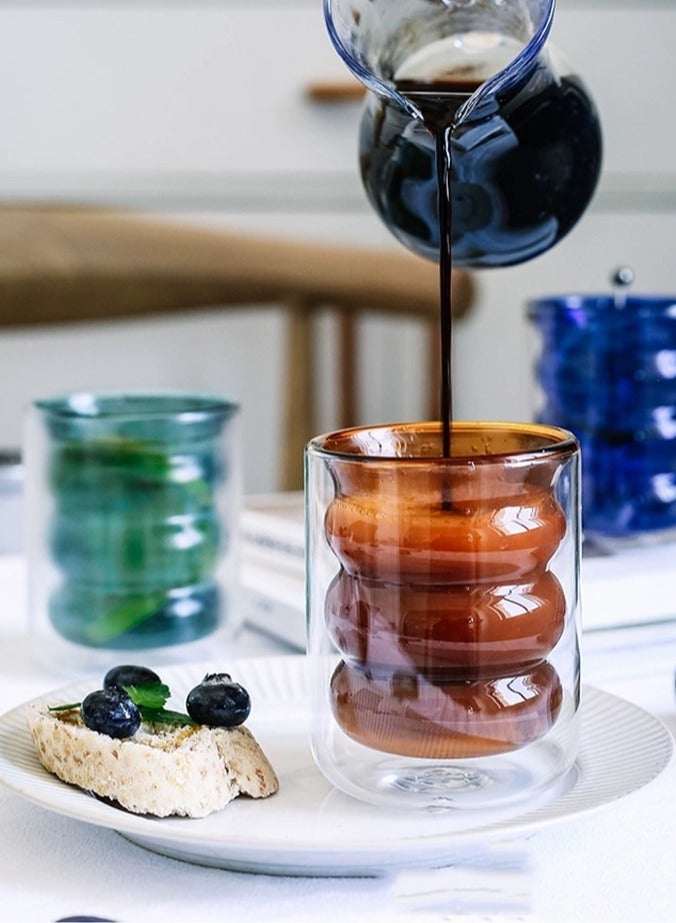Threaded Double-layer Glass Cup Creative High Borosilicate Glass Milk Coffee Cup Household Insulated Drinking Cup  - Image 3