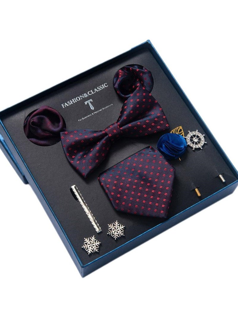 8pcs tie set bow tie men's accessories brooch brooch cufflinks formal suit accessories set  - Image 1